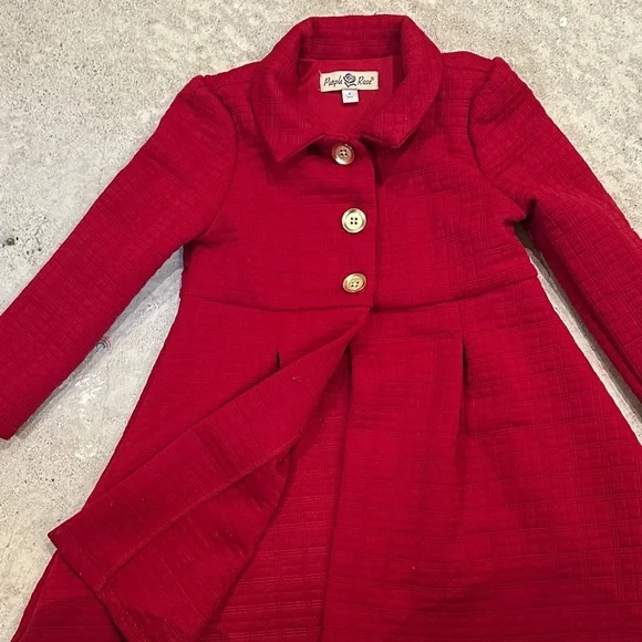 Stylish Kids' Red Pea Coat - Picture 4 of 5